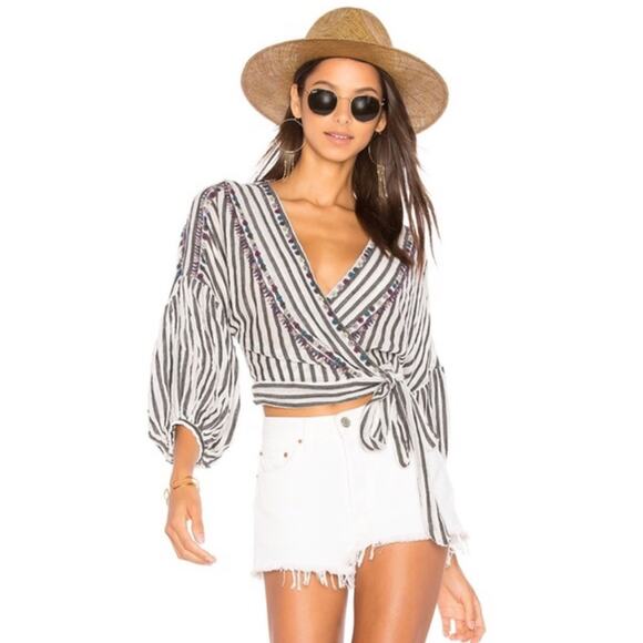 Free People Tops - Free People Striped Wrap Top Size Medium NWT